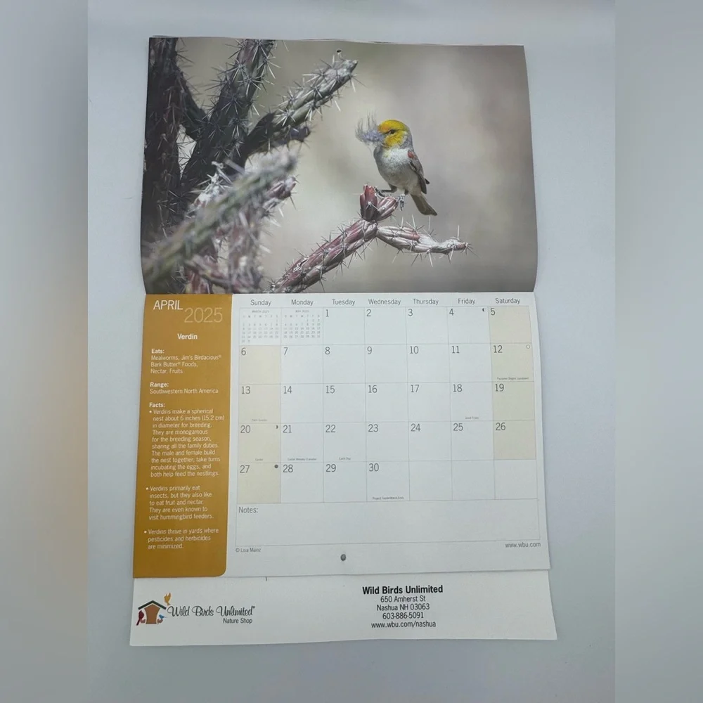Wild Birds Unlimited 2025 Bird Photography Wall Calendar‎ Cornell BirdSpotter